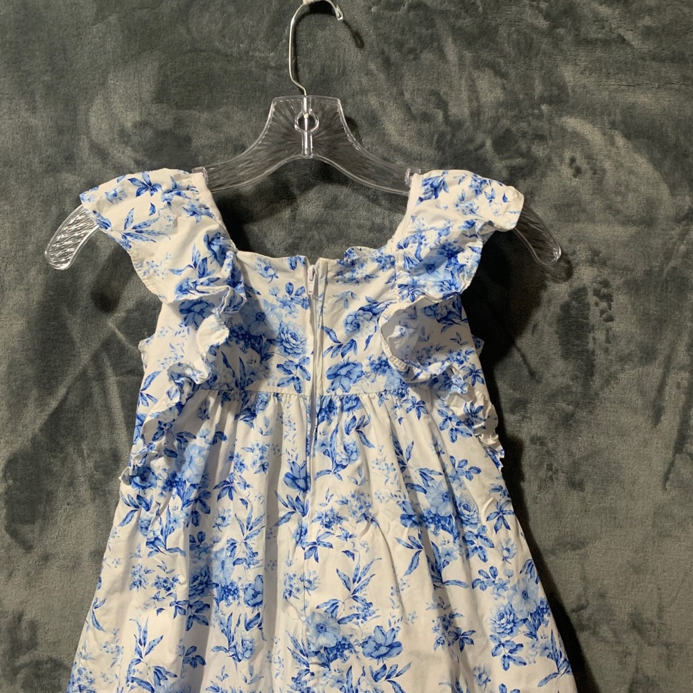 Bonnie Jean Dress Girls 6X R3-13396-HV Blue Floral Ruffle Crochet Lace EUC - Picture 13 of 16